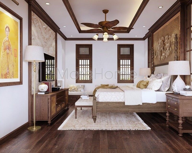 Mẫu thiết kế giường ngủ gỗ tự nhiên được yêu thích cho căn phòng ngủ phong cách tân cổ điển