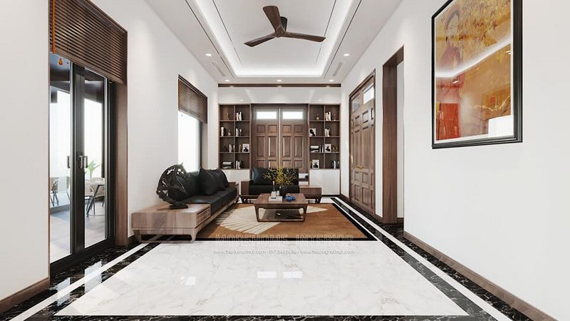 Kệ trang trí phòng khách tiện nghi và trưng bày được các vật dụng hay ảnh của gia đình