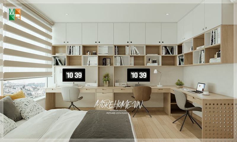 Kệ tủ sách treo tường của công nghiệp hiện đại được sử dụng để tối ưu hóa không gian bên trên, giúp sắp xếp và cất giữ đồ gọn gàng hơn với nắp đóng.